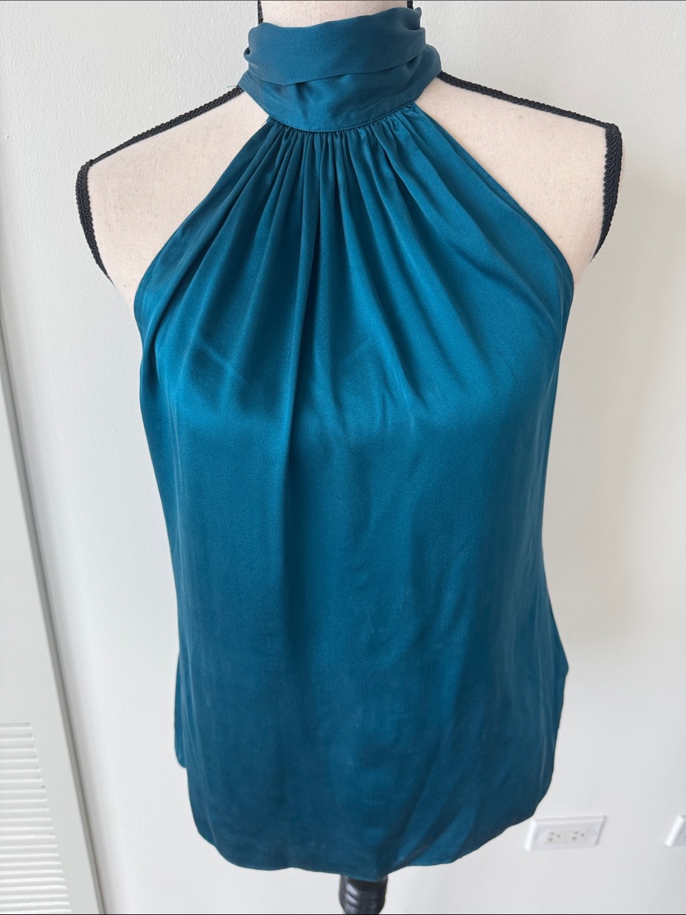 Ramy Brook Teal Halter Neck Satin Tank Top